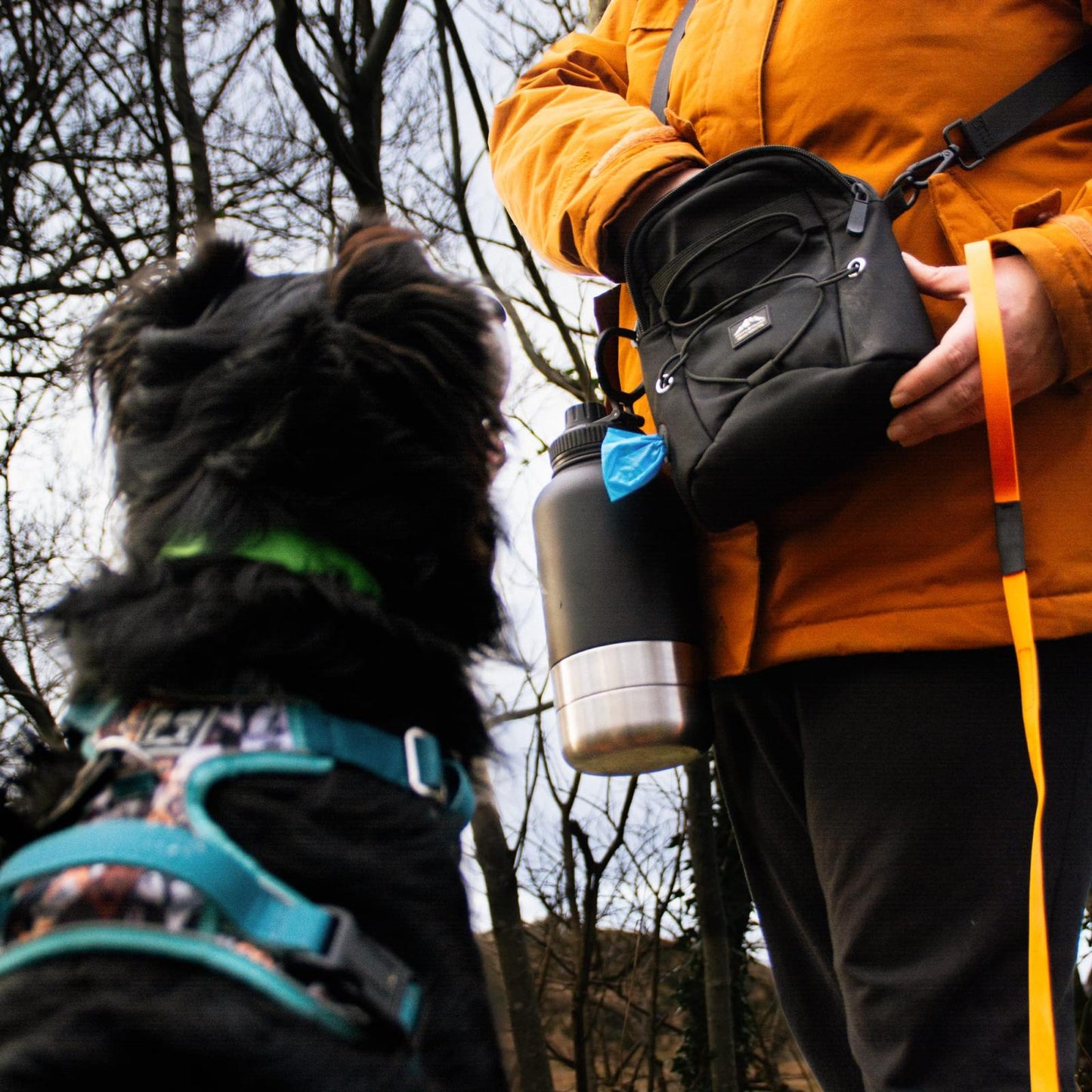 dog walking bag, 3-in-1 water bottle