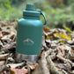 Fido's Trails 3-in-1 Water Bottle with Detachable Bowls – For Dogs & Owners, 1 Litre Forest Green