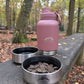 Fido's Trails 3-in-1 Water Bottle with Detachable Bowls – For Dogs & Owners, 1 Litre Rosewood